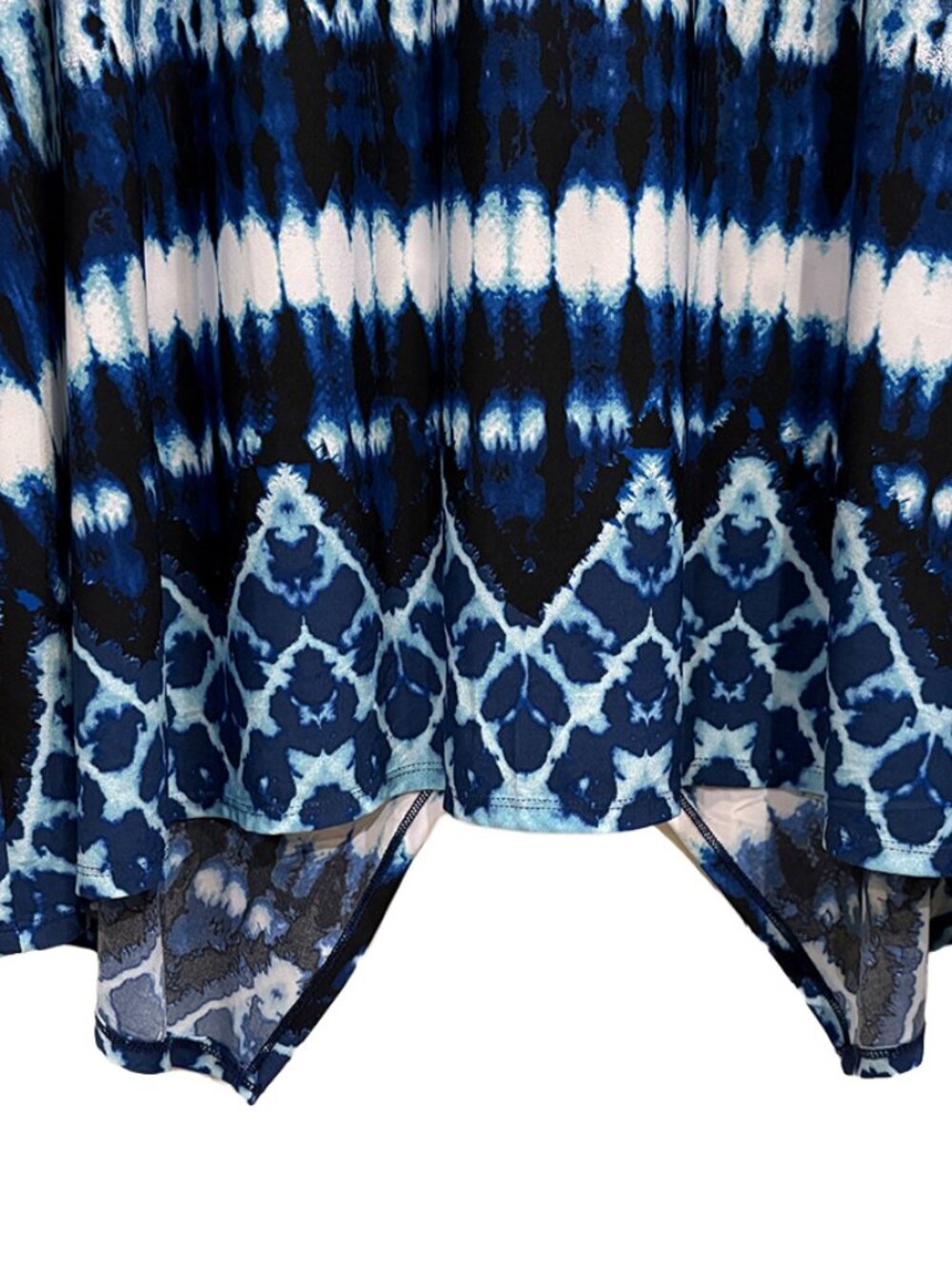 Catherines 2X 22/24W Blue Abstract Tie-Dye/Ikat Sleeveless Handkerchief Hem Dres - Picture 5 of 8